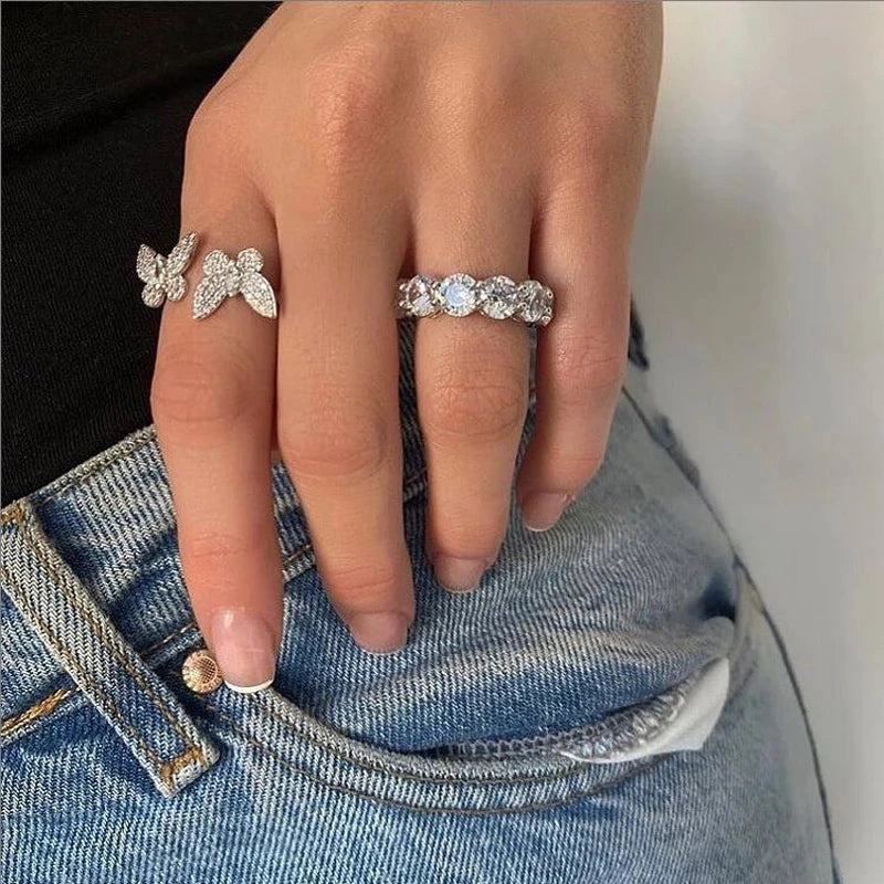 2026 High Quality Summer Delicate Cute Lovely Double Butterfly Animal Ring For Women Girl Fashion Open Adjust Size Party Jewelry