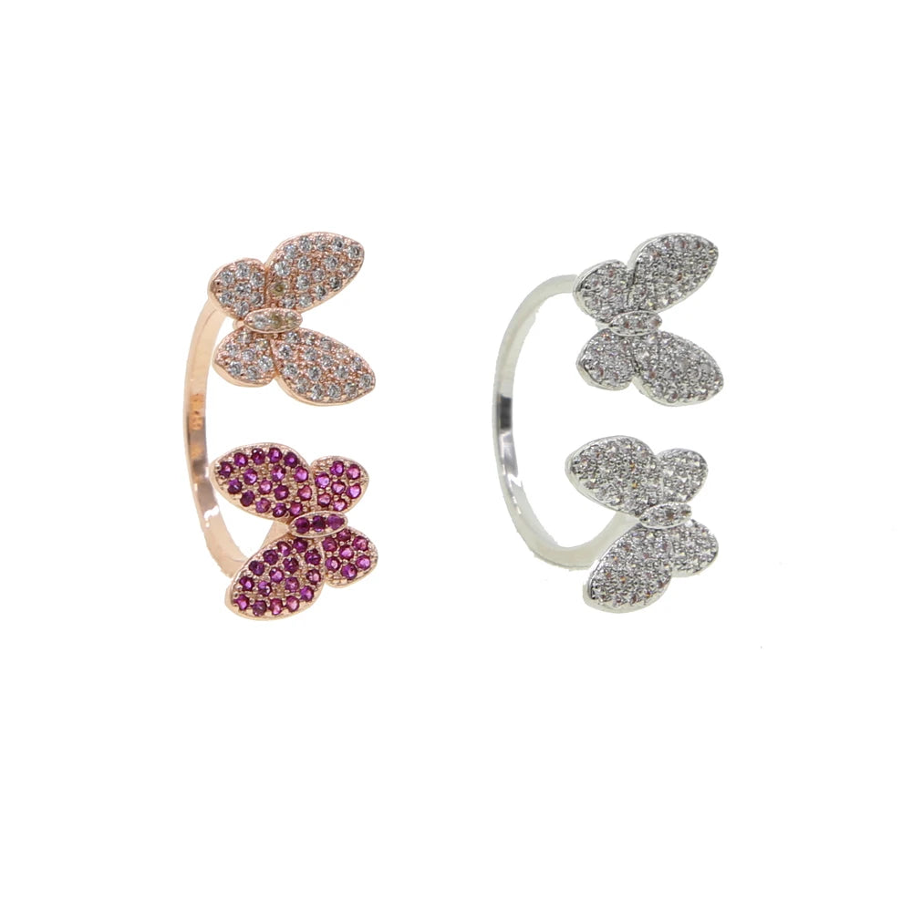 2026 High Quality Summer Delicate Cute Lovely Double Butterfly Animal Ring For Women Girl Fashion Open Adjust Size Party Jewelry