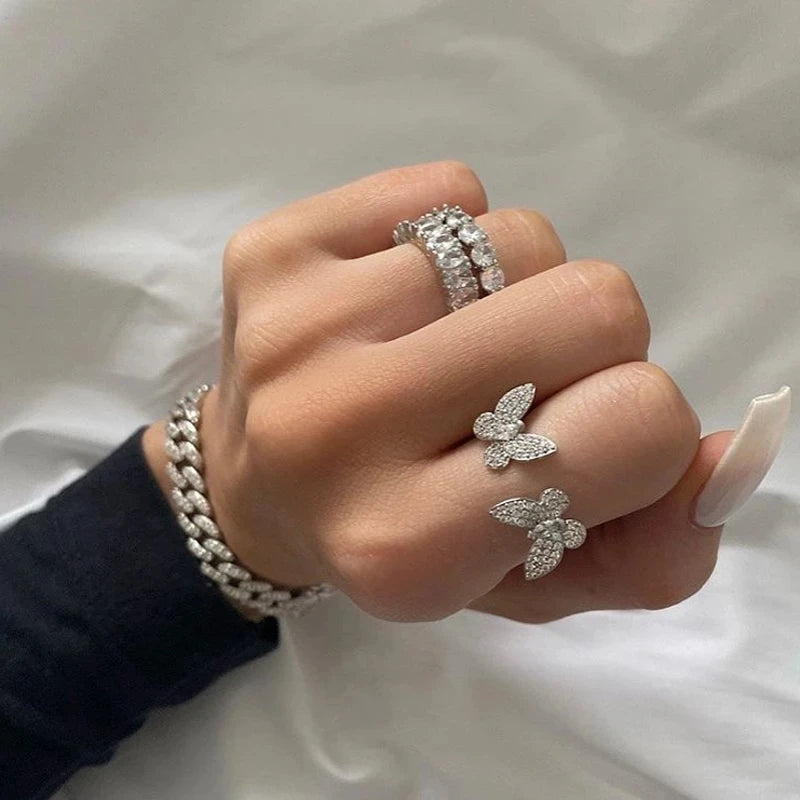 2026 High Quality Summer Delicate Cute Lovely Double Butterfly Animal Ring For Women Girl Fashion Open Adjust Size Party Jewelry