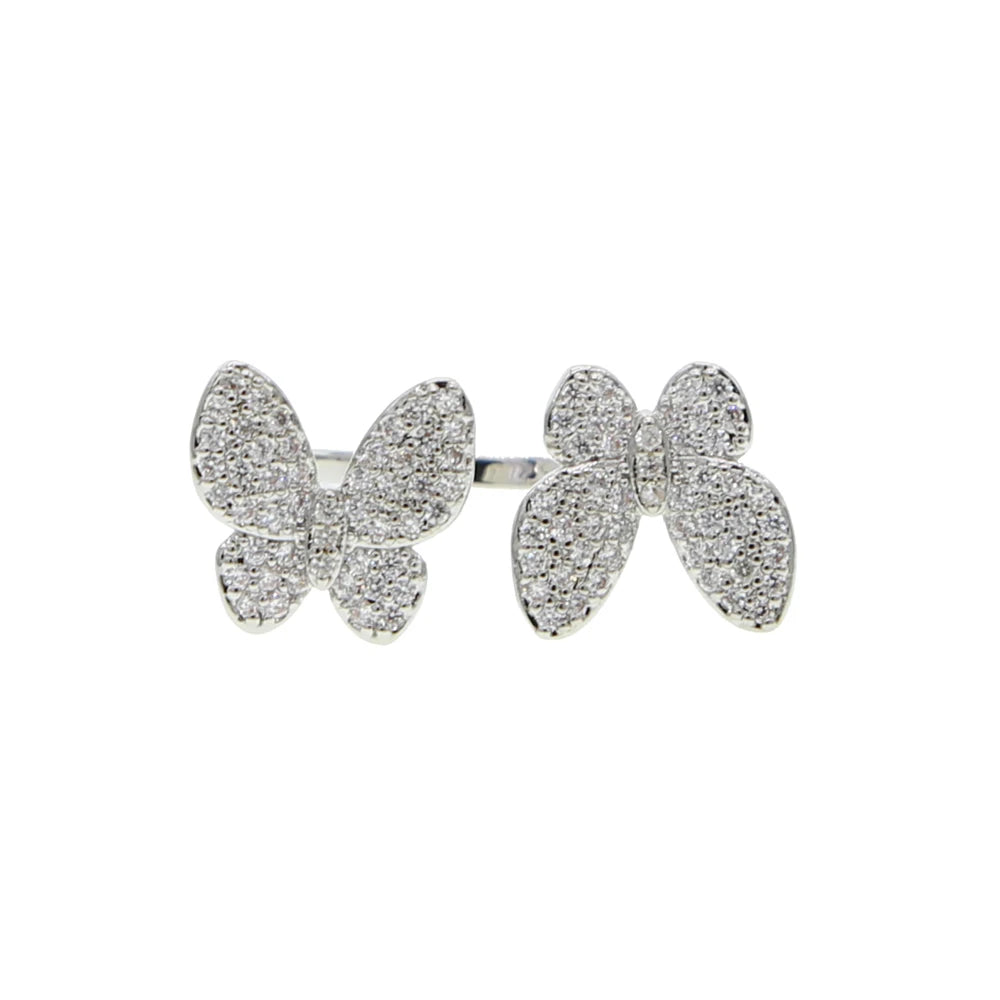 2026 High Quality Summer Delicate Cute Lovely Double Butterfly Animal Ring For Women Girl Fashion Open Adjust Size Party Jewelry