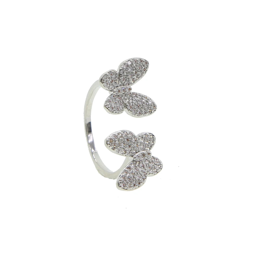 2026 High Quality Summer Delicate Cute Lovely Double Butterfly Animal Ring For Women Girl Fashion Open Adjust Size Party Jewelry