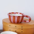1Pc Rose Striped Ceramic Mug, Striped Ceramic Coffee Cup, Exquisite and Beautiful, Suitable for Daily Use at Home, for Drinking Water, Breakfast Milk Cup, Afternoon Tea Coffee Latte Art Cup, Gift Item