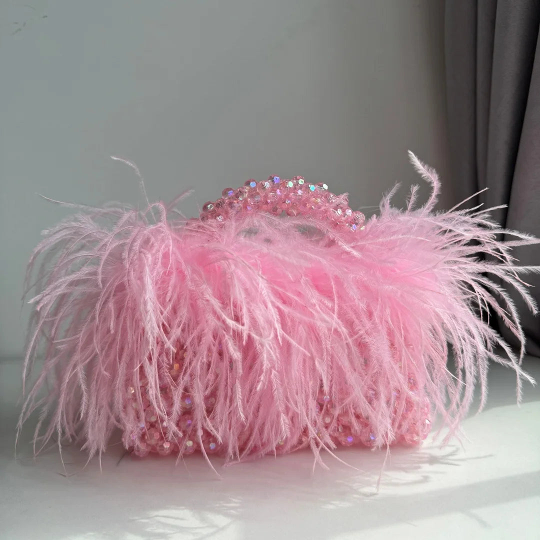 Beaded Bag With Feather