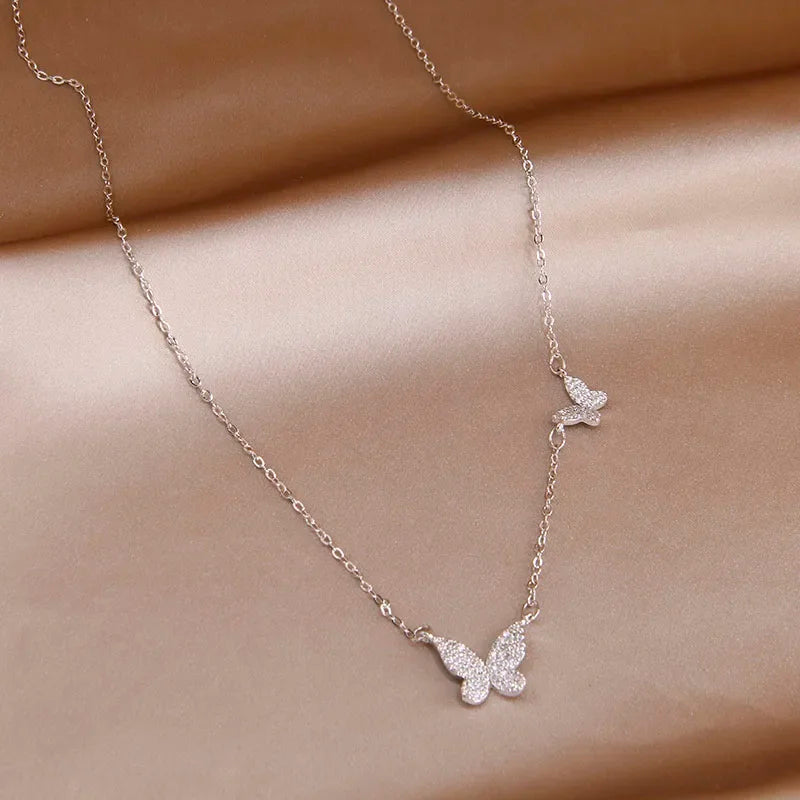 Classic Cubic Zircon Butterfly Pendant&necklaces for Women Fashion Brand Jewelry Crystal Insect Chain Choker Necklaces