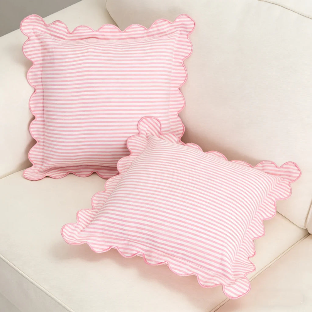 2PCS Striped Embroidered Pillowcase 18X18" Soft and Comfortable Cushion Cover for Sofa Bedroom Living Room Home Decoration