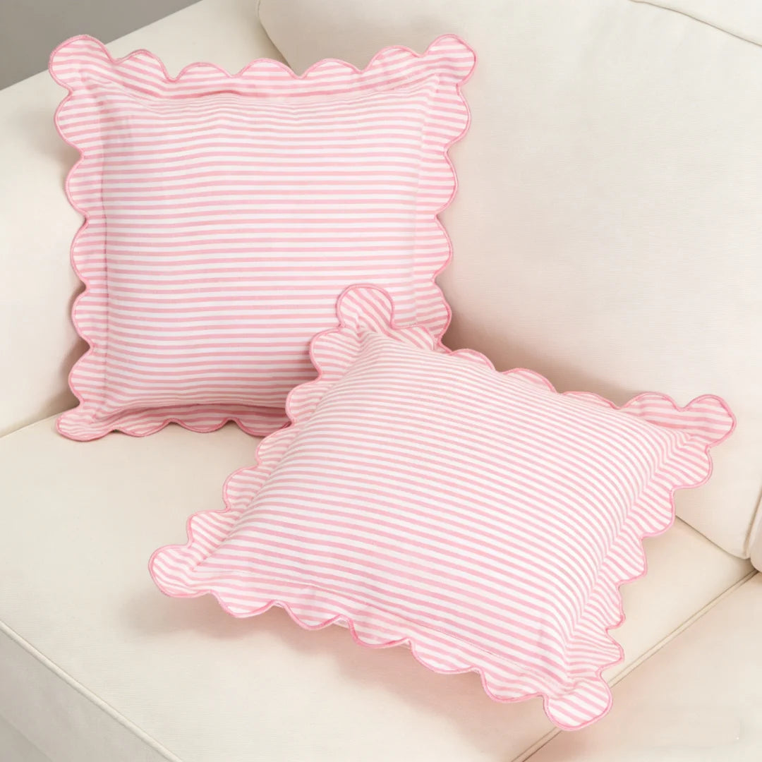 2PCS Striped Embroidered Pillowcase 18X18" Soft and Comfortable Cushion Cover for Sofa Bedroom Living Room Home Decoration