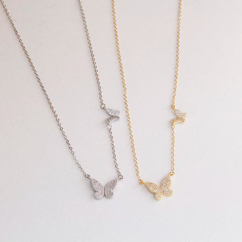 Classic Cubic Zircon Butterfly Pendant&necklaces for Women Fashion Brand Jewelry Crystal Insect Chain Choker Necklaces