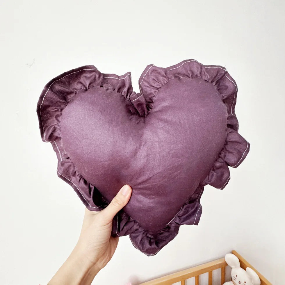 Personalized Customized Lovely Heart Cushion Pillows Ruffled Love Heart Shape Sofa Cushion Pillow Kids Room Baby Shower Gifts