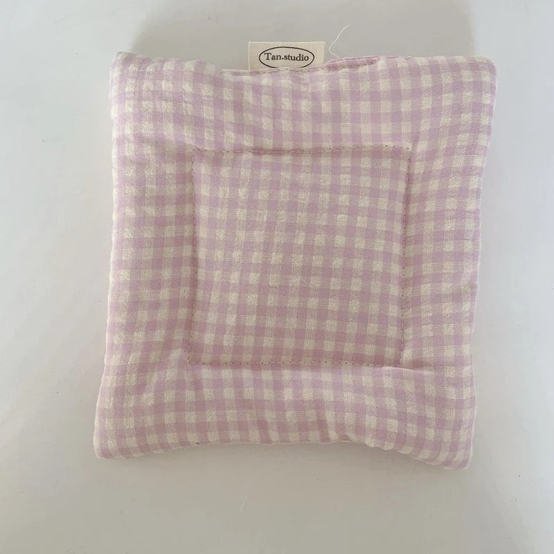 Coaster Korean Style Hand Made Cotton Coaster checked pattern Insulation Pad Table Mat Placemats Home Decoration Kitchen Accesso