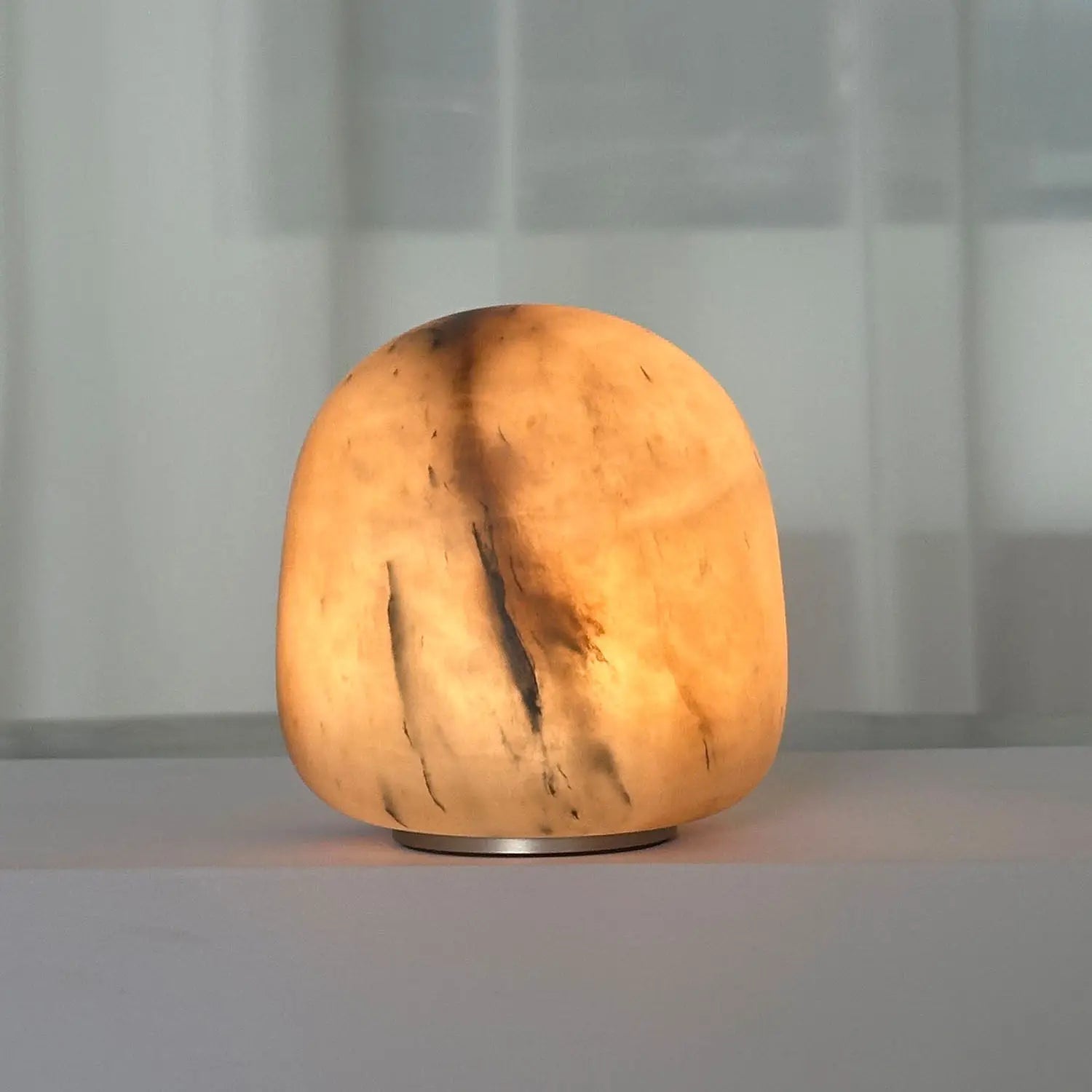 Modern simple 100% natural marble round marble charging table lamp living room designer small apartment decorative lamp