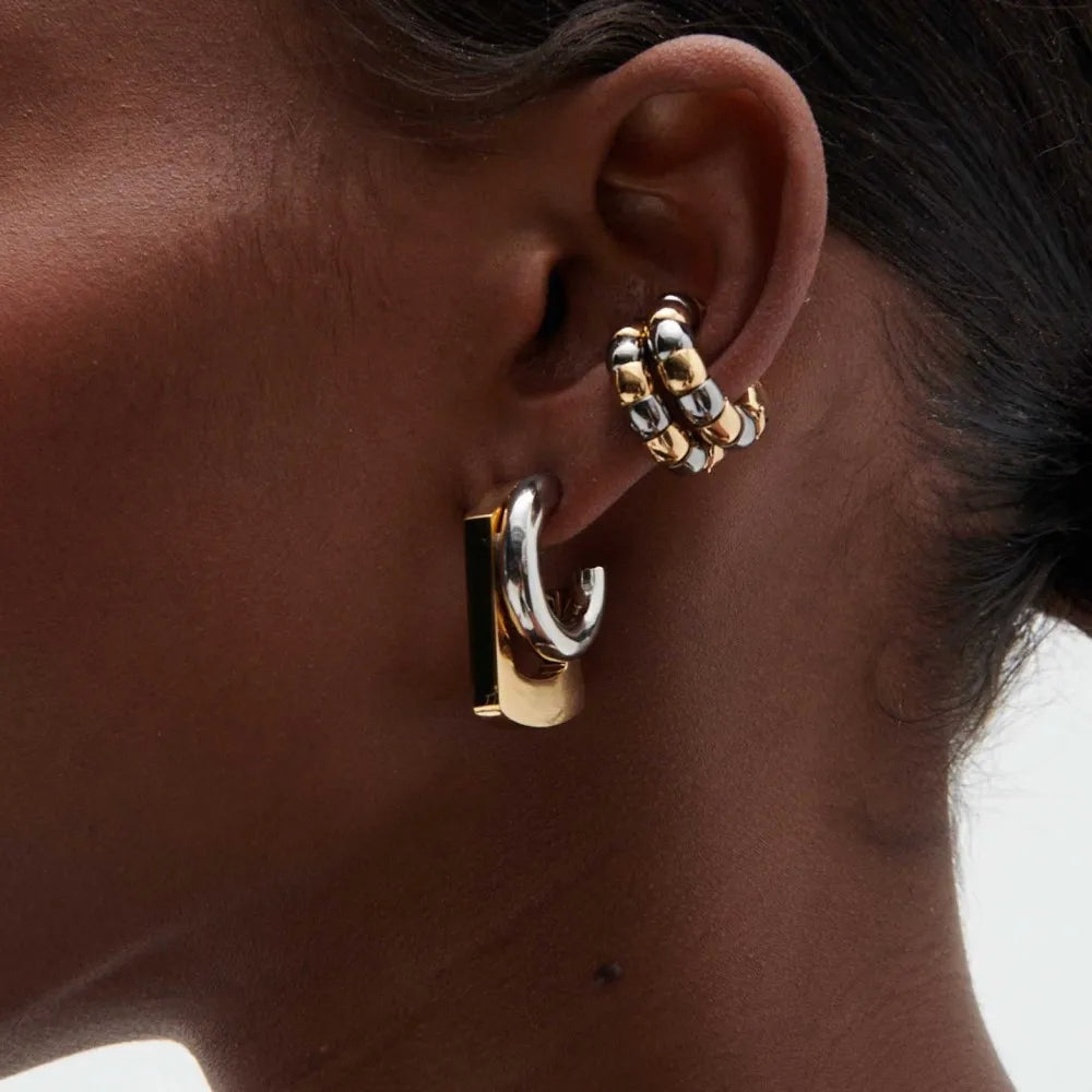 Geometric Double Round Stud Earring
