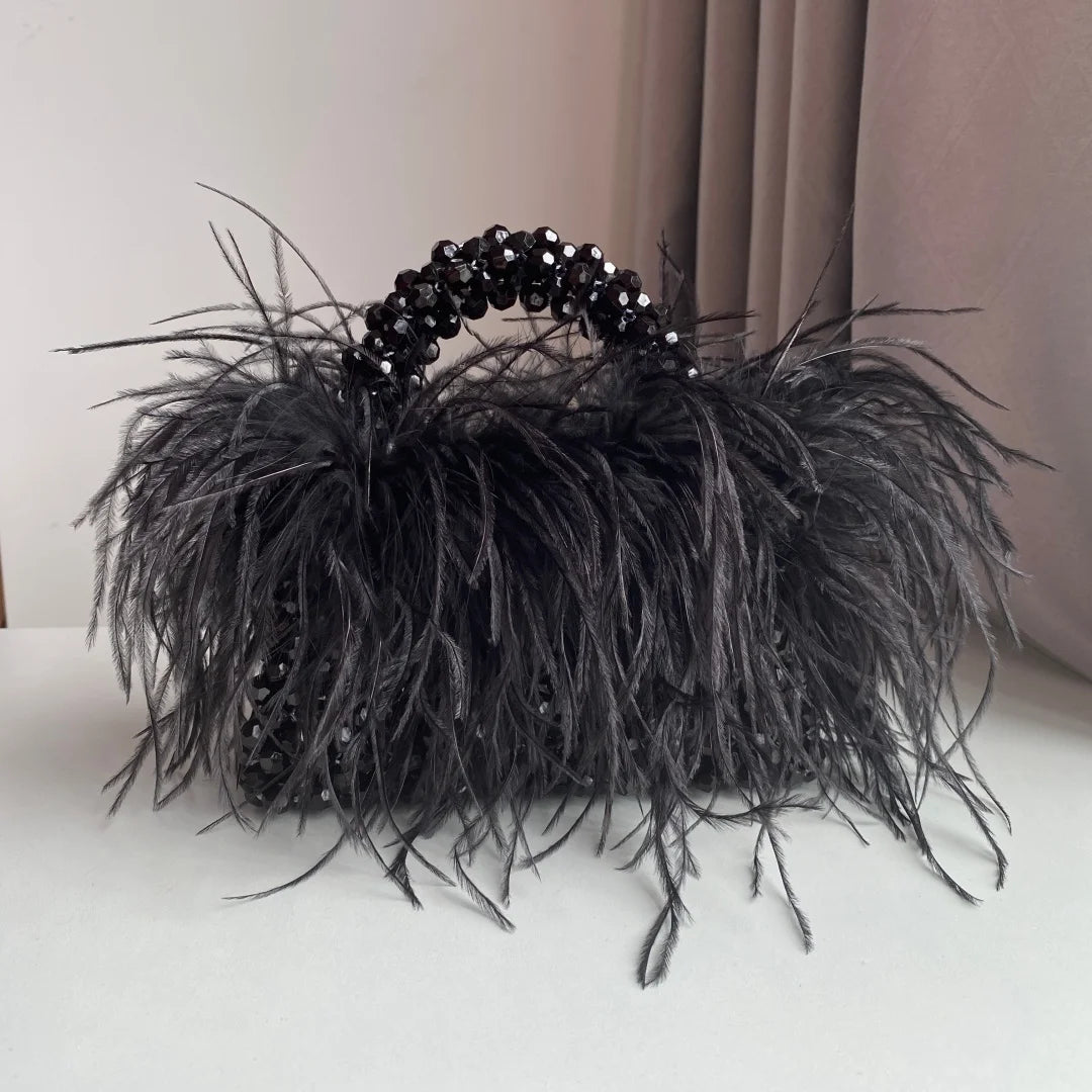 Beaded Bag With Feather