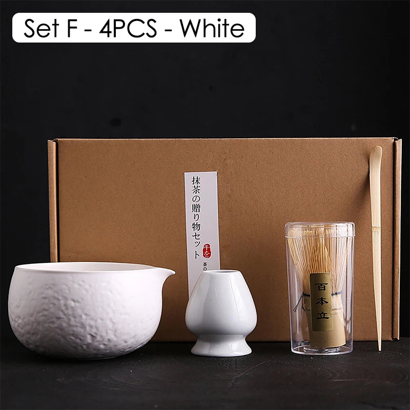 4/6/7PCS Japanese Matcha Blender Set with Bamboo Whisk Matcha Brush Teaspoon Kiln for Beverage Shop DIY Tea-Making Tools