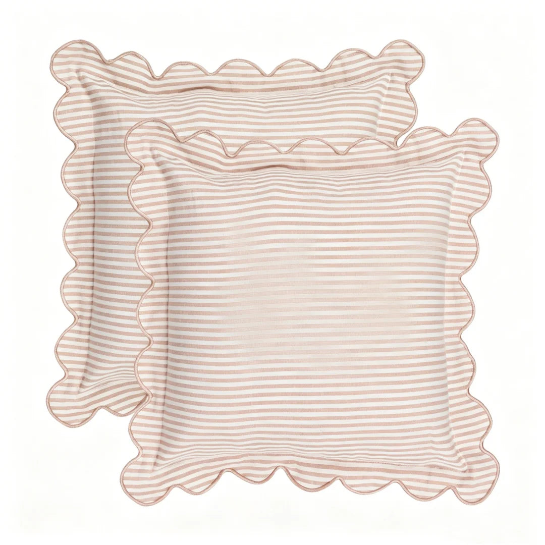 2PCS Striped Embroidered Pillowcase 18X18" Soft and Comfortable Cushion Cover for Sofa Bedroom Living Room Home Decoration