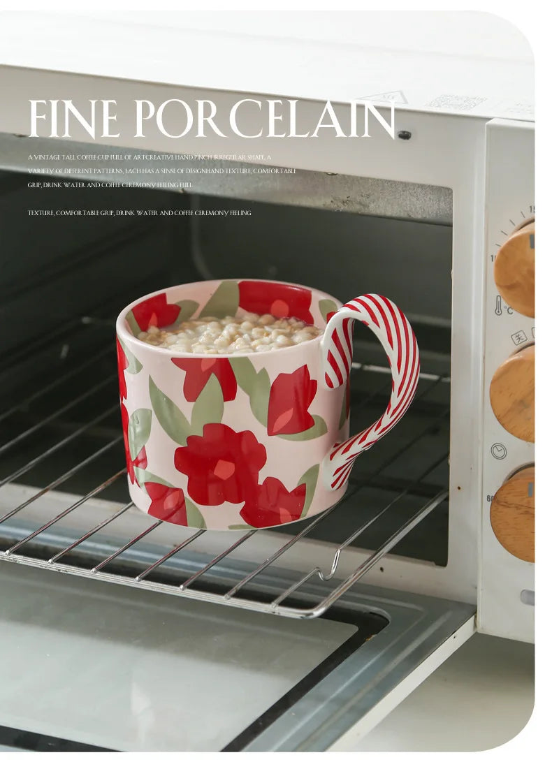 High Beauty Ceramic Cup Korean Ins Style Mug Creative Office Coffee Cups Breakfast Milk Mugs with Hand Gift Couple Water Cup