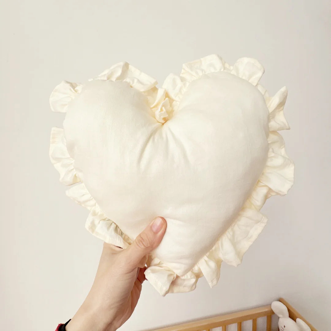 Personalized Customized Lovely Heart Cushion Pillows Ruffled Love Heart Shape Sofa Cushion Pillow Kids Room Baby Shower Gifts