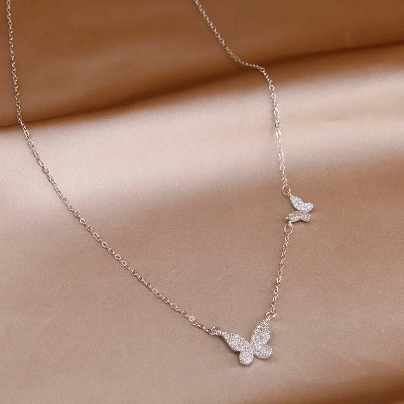 Classic Cubic Zircon Butterfly Pendant&necklaces for Women Fashion Brand Jewelry Crystal Insect Chain Choker Necklaces
