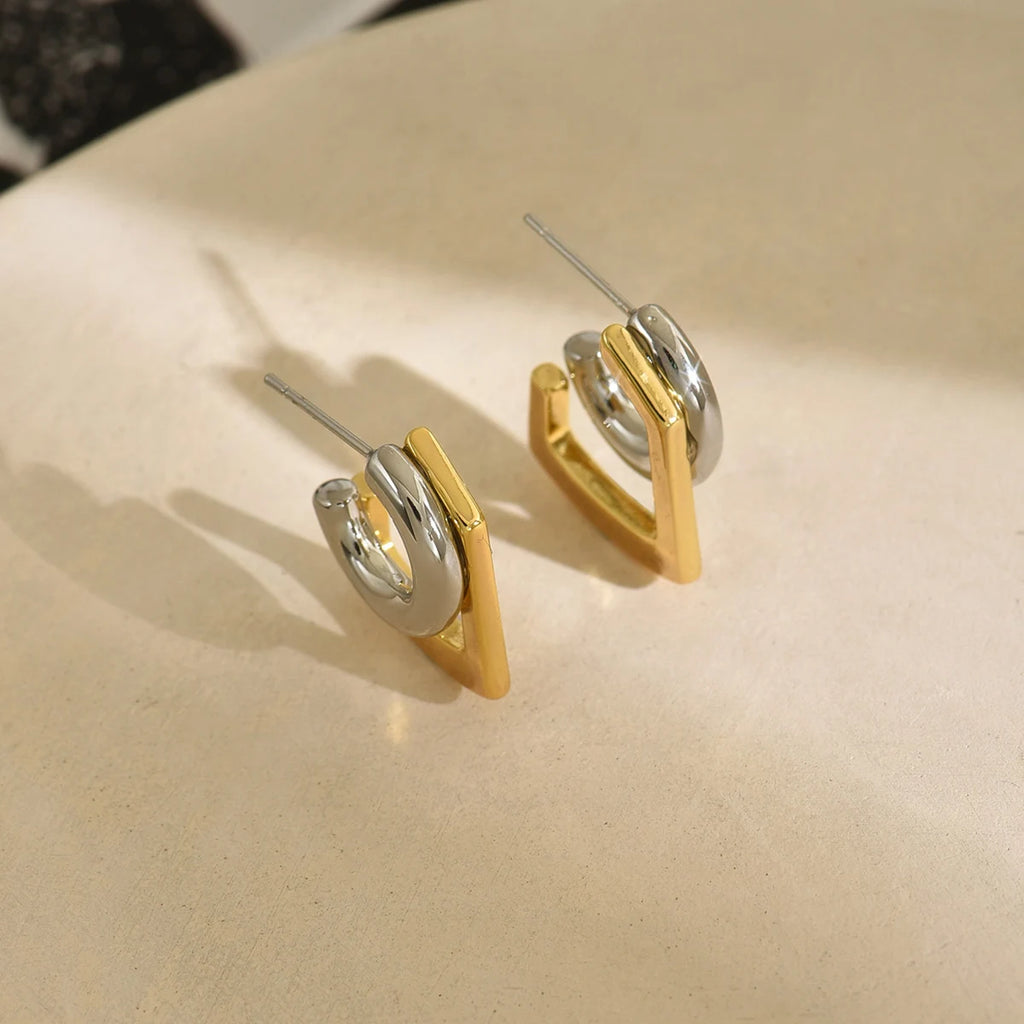 Geometric Double Round Stud Earring