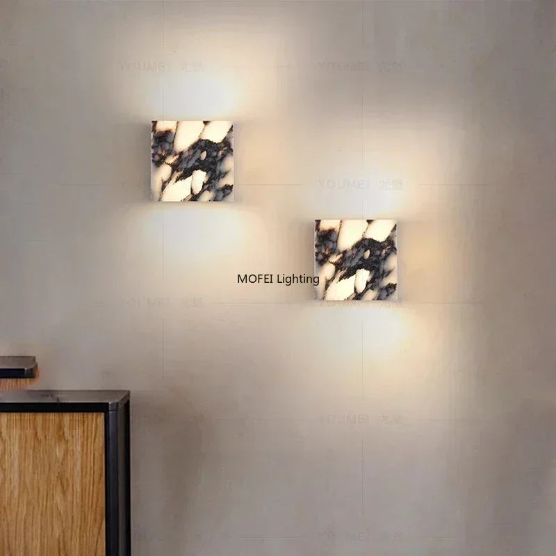 Nordic Italian Marble Lamp Indoor Background Wall Light Purple Pure Natural Stone Entrance Hallway Home Decor Lighting Fixtures