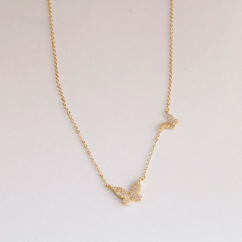 Classic Cubic Zircon Butterfly Pendant&necklaces for Women Fashion Brand Jewelry Crystal Insect Chain Choker Necklaces