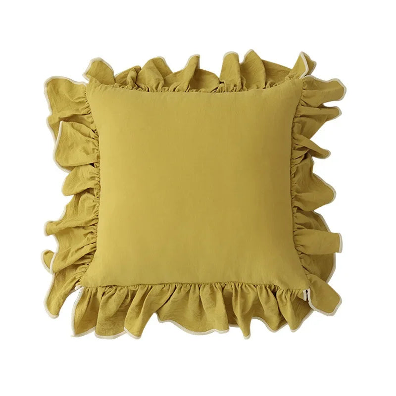Cotton Ruffle Cushion Cover