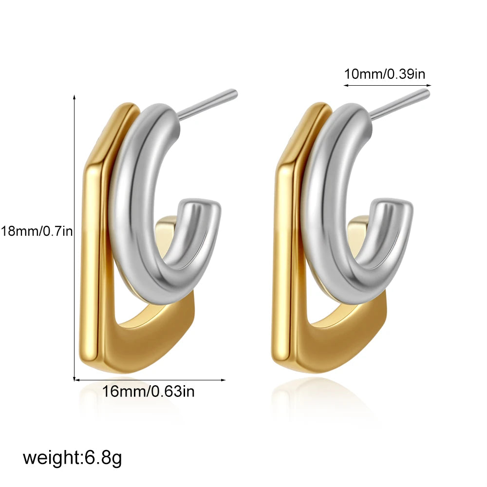 Geometric Double Round Stud Earring