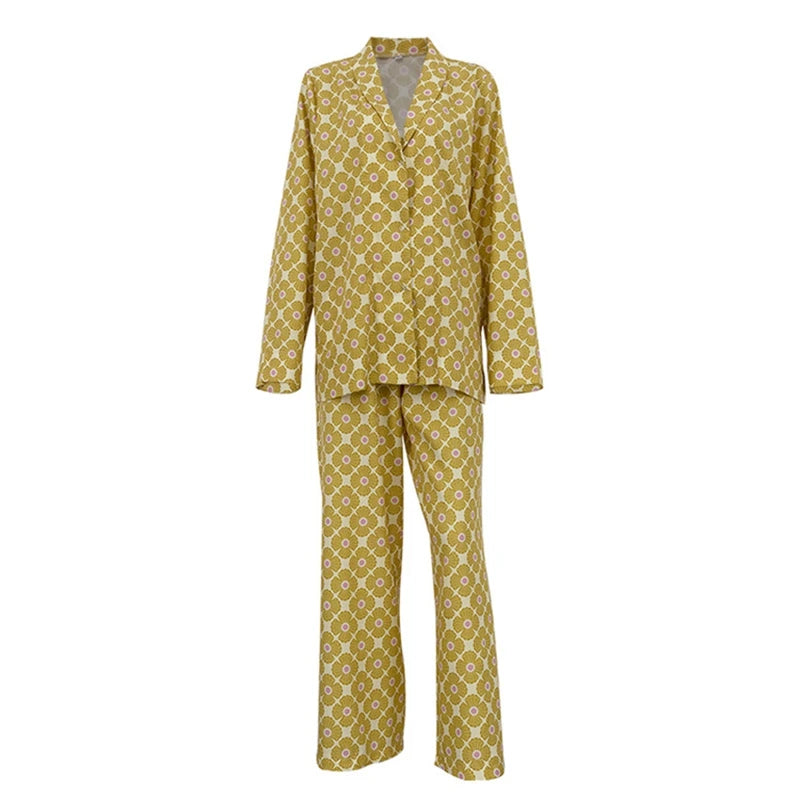Vacation Geometric Printed Loose Pants Set