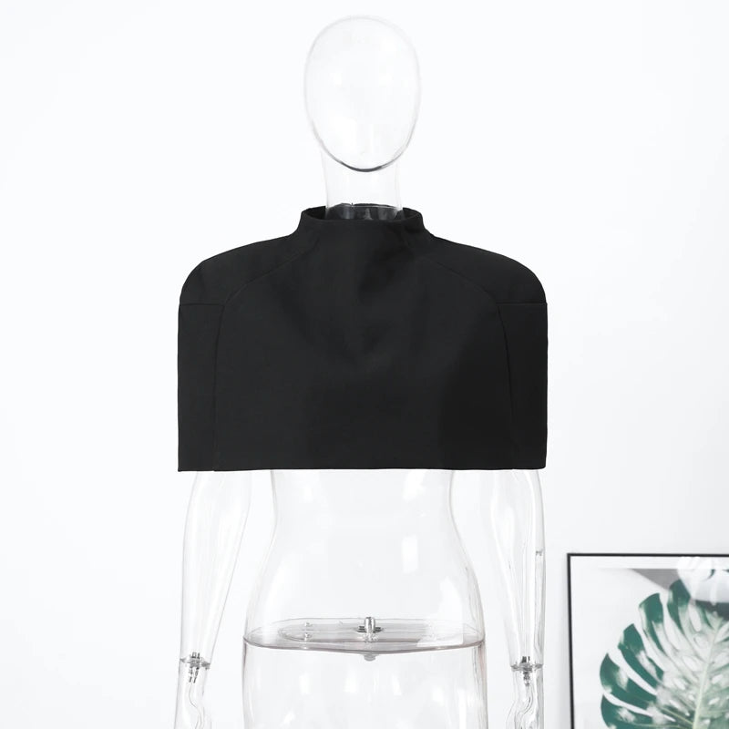 Elegant Cropped Shawl Top With Shoulder Pad