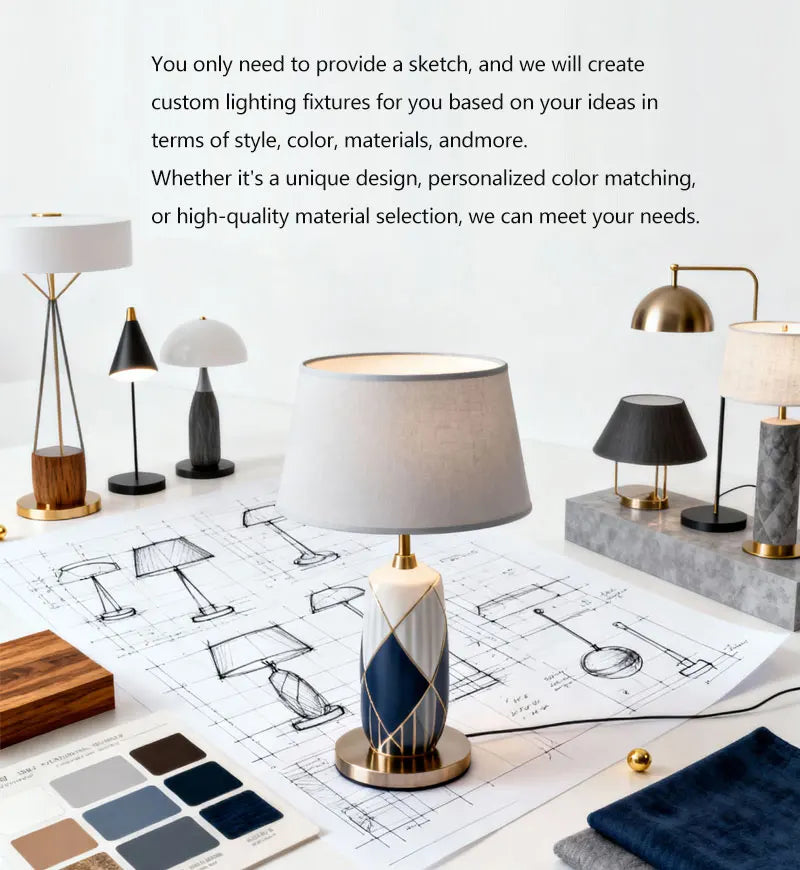 Luxury Marble Table Lamp with Fabric Shade | Modern Decorative Bedside Light for Living Room & Bedroom