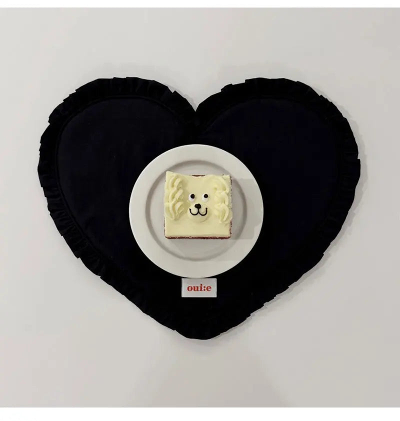 42x32cm Loving Heart Shape Napkin Pleat Edge Design Kitchen Desktop Mat Food Background Cloth Napkin Multi Color