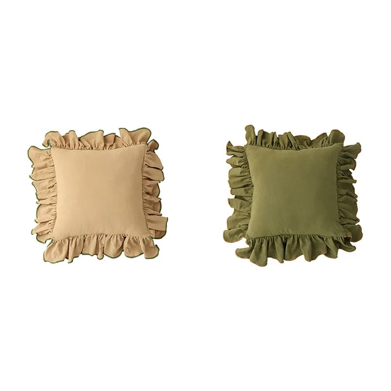 Cotton Ruffle Cushion Cover