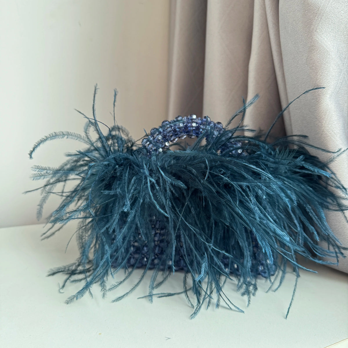 Beaded Bag With Feather