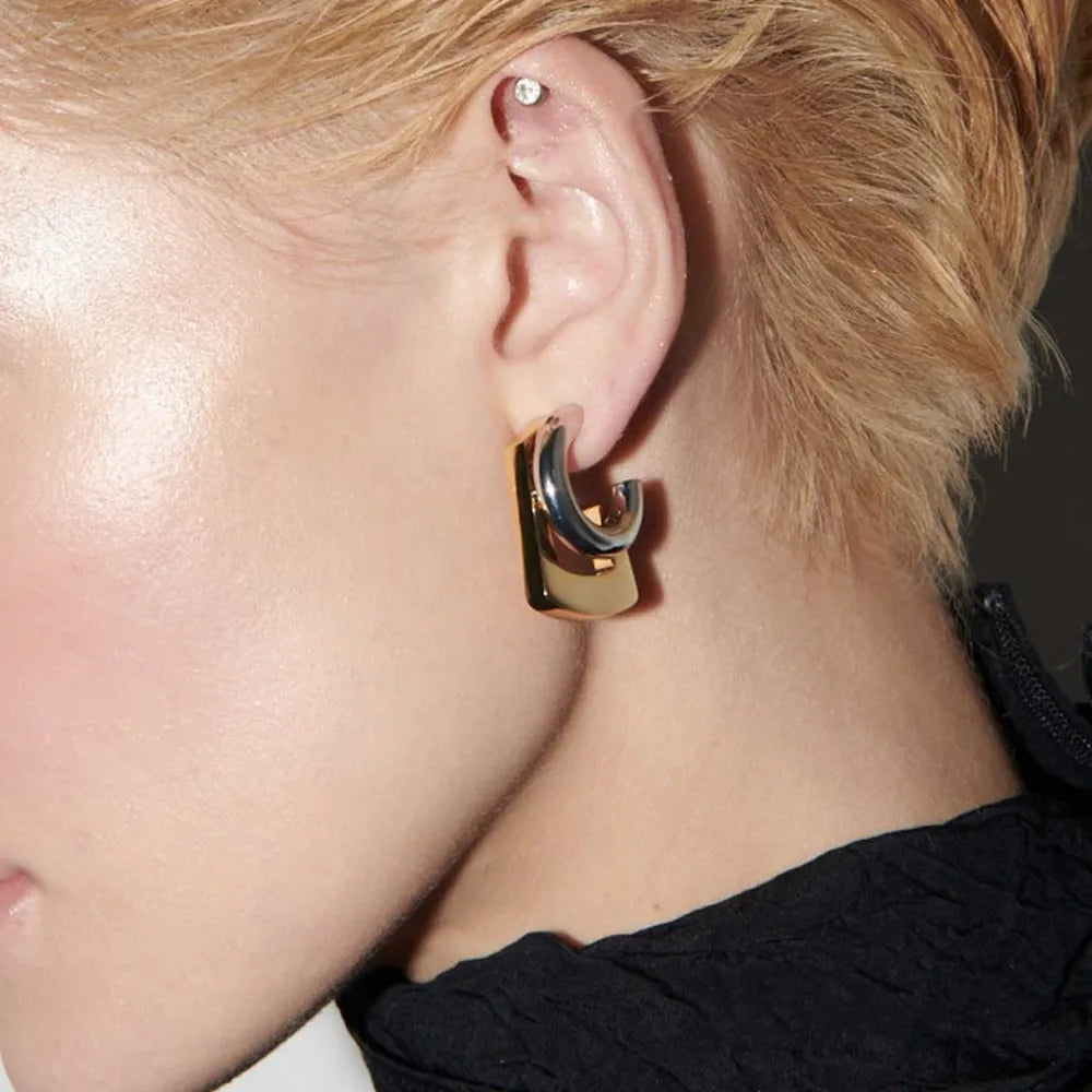 Geometric Double Round Stud Earring