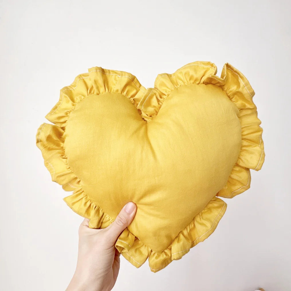 Personalized Customized Lovely Heart Cushion Pillows Ruffled Love Heart Shape Sofa Cushion Pillow Kids Room Baby Shower Gifts