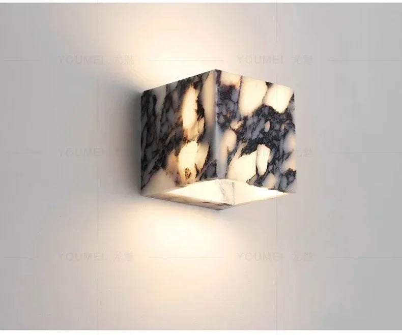 Nordic Italian Marble Lamp Indoor Background Wall Light Purple Pure Natural Stone Entrance Hallway Home Decor Lighting Fixtures