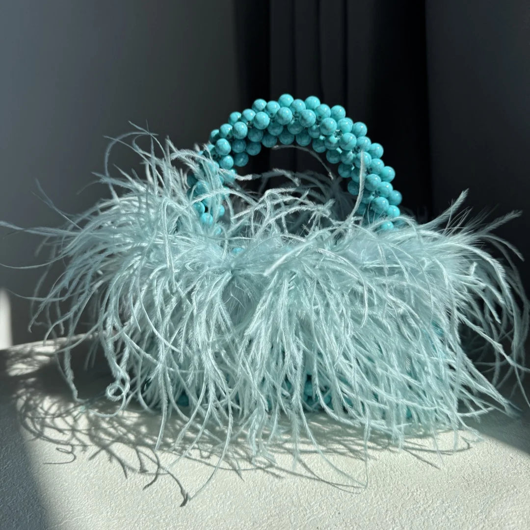 Beaded Bag With Feather