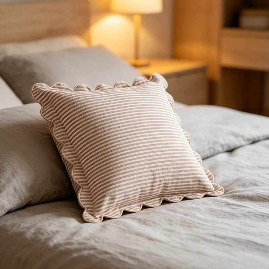 2PCS Striped Embroidered Pillowcase 18X18" Soft and Comfortable Cushion Cover for Sofa Bedroom Living Room Home Decoration