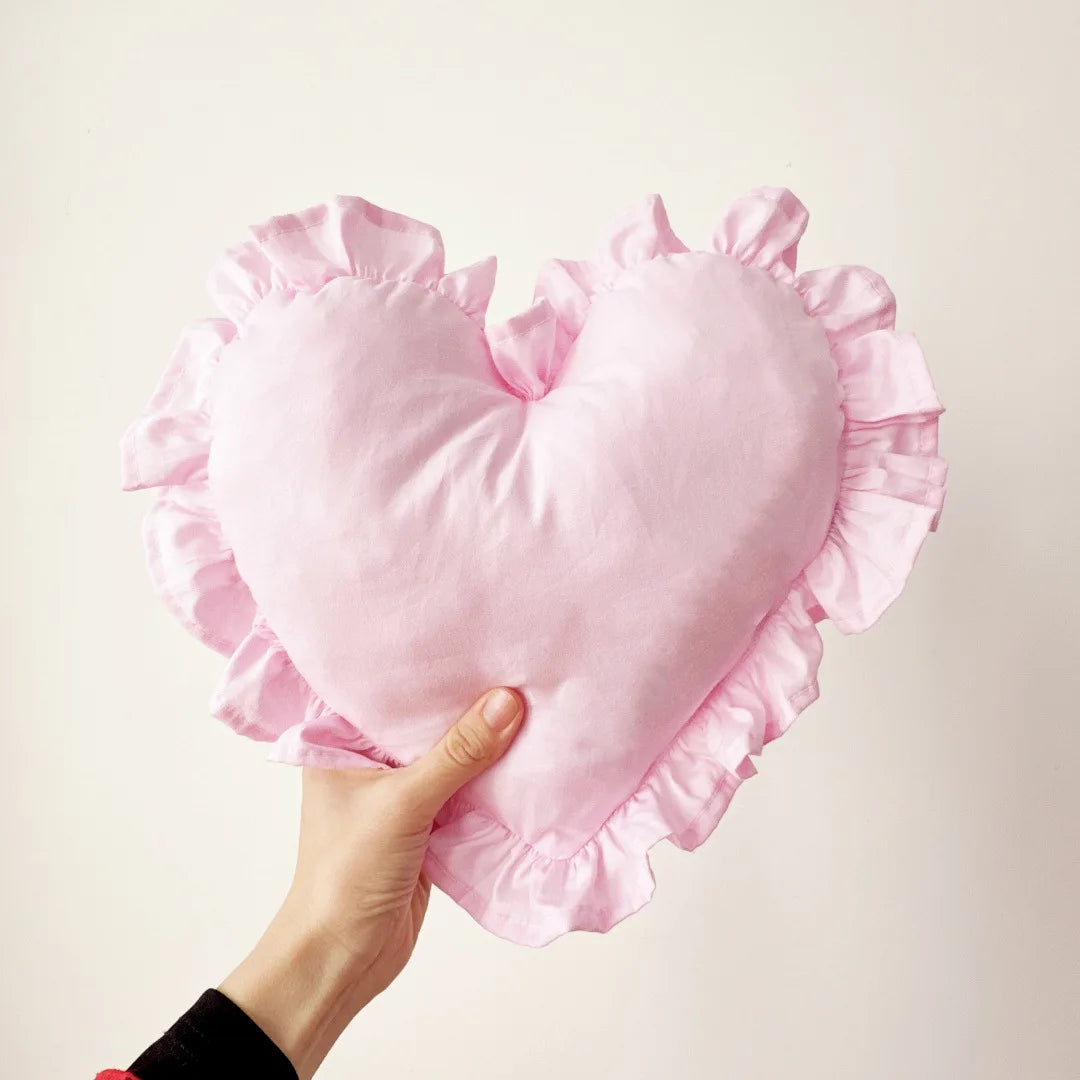 Personalized Customized Lovely Heart Cushion Pillows Ruffled Love Heart Shape Sofa Cushion Pillow Kids Room Baby Shower Gifts