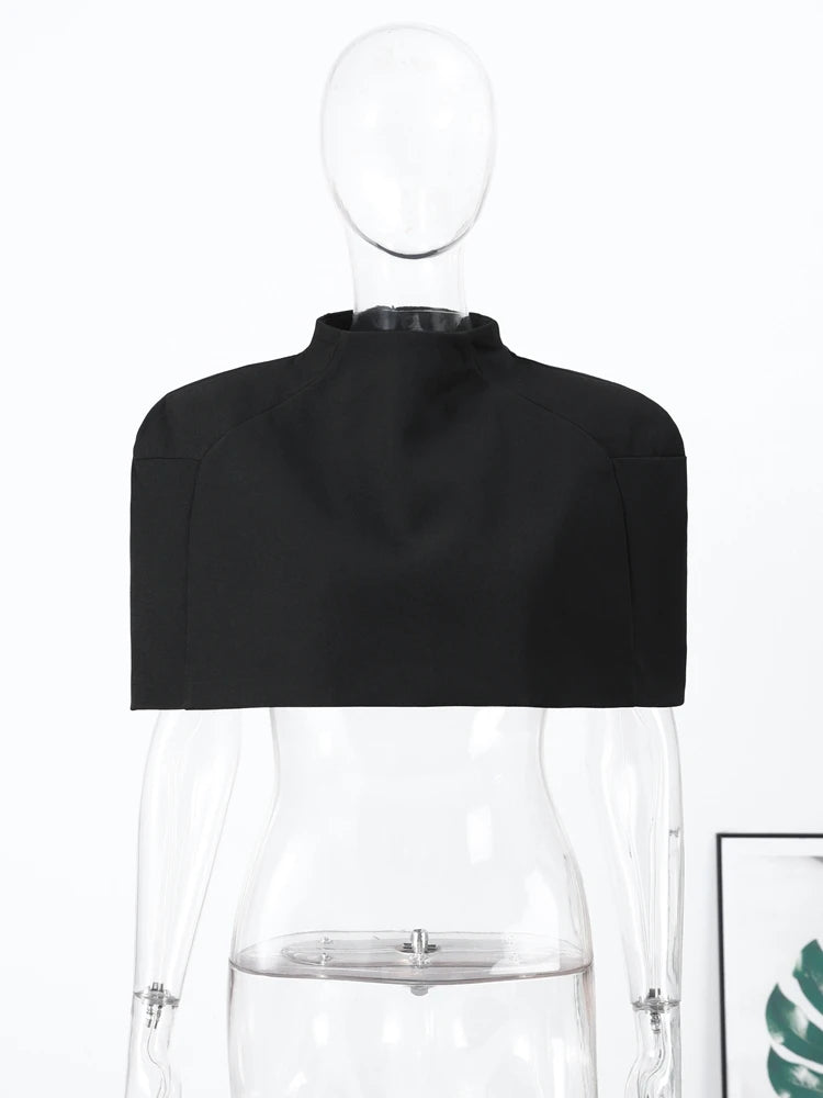 Elegant Cropped Shawl Top With Shoulder Pad