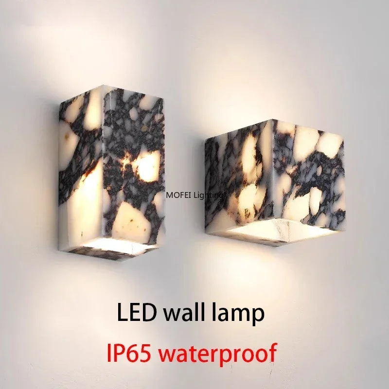 Nordic Italian Marble Lamp Indoor Background Wall Light Purple Pure Natural Stone Entrance Hallway Home Decor Lighting Fixtures