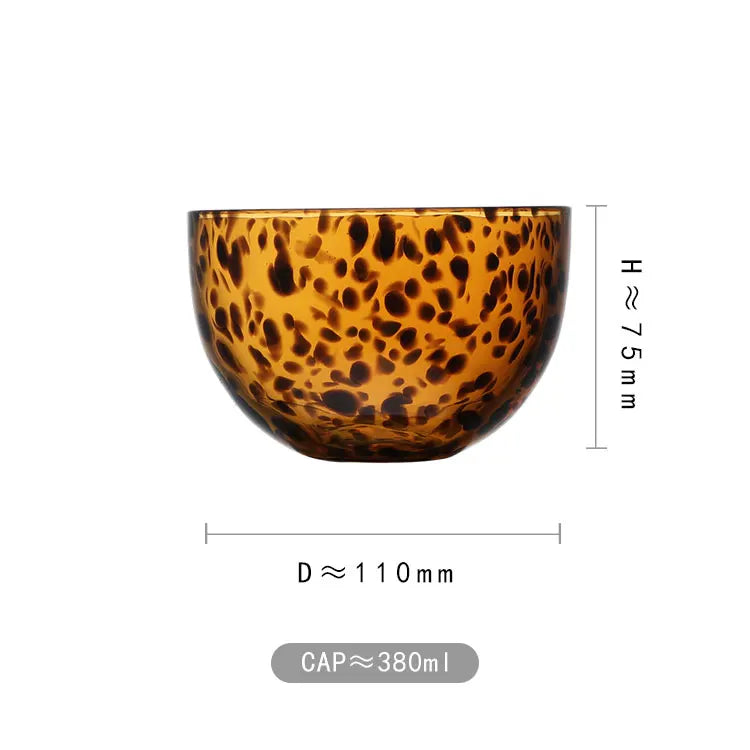 Amber Leopard Print Cup Salad Bowl Dessert Bowl Glass Bowl Glassware Handmade Egg Shape Water Teacup Wine Goblet Beer Mug