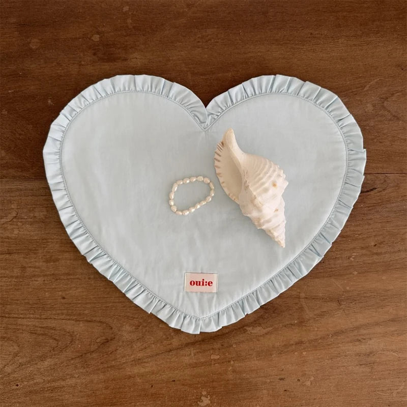42x32cm Loving Heart Shape Napkin Pleat Edge Design Kitchen Desktop Mat Food Background Cloth Napkin Multi Color