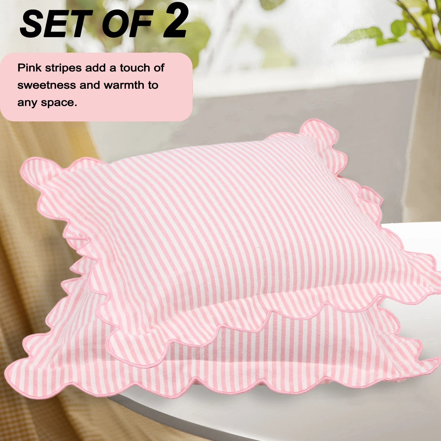 2PCS Striped Embroidered Pillowcase 18X18" Soft and Comfortable Cushion Cover for Sofa Bedroom Living Room Home Decoration