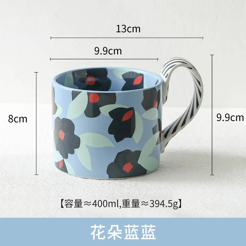 High Beauty Ceramic Cup Korean Ins Style Mug Creative Office Coffee Cups Breakfast Milk Mugs with Hand Gift Couple Water Cup