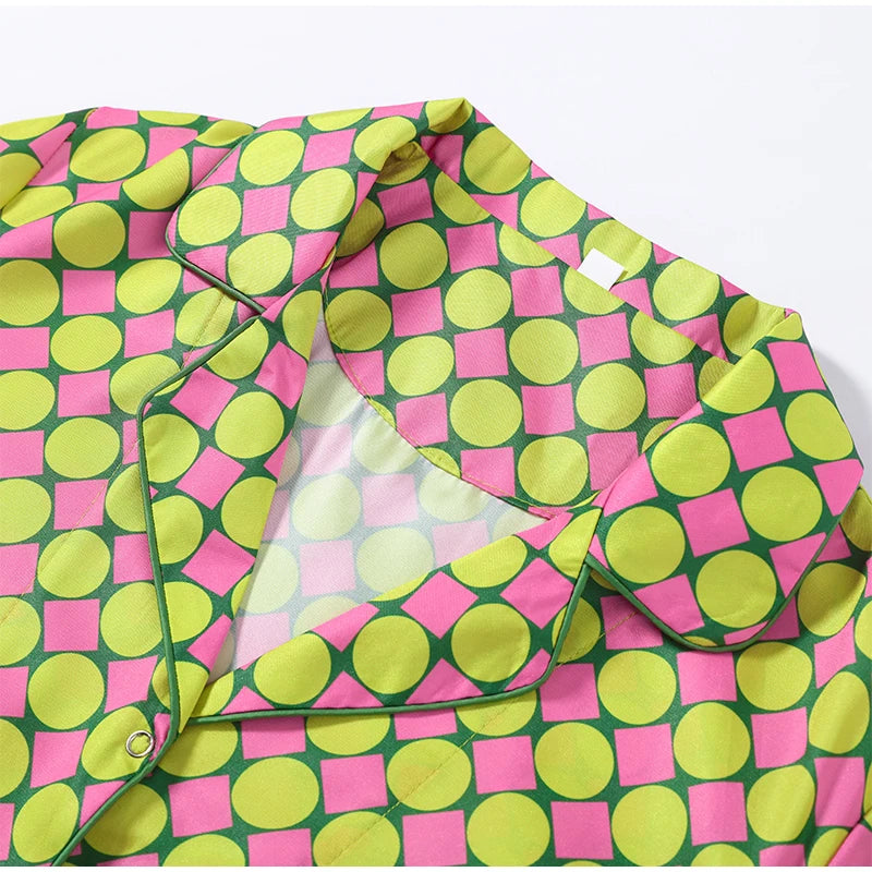 Vacation Geometric Printed Loose Pants Set