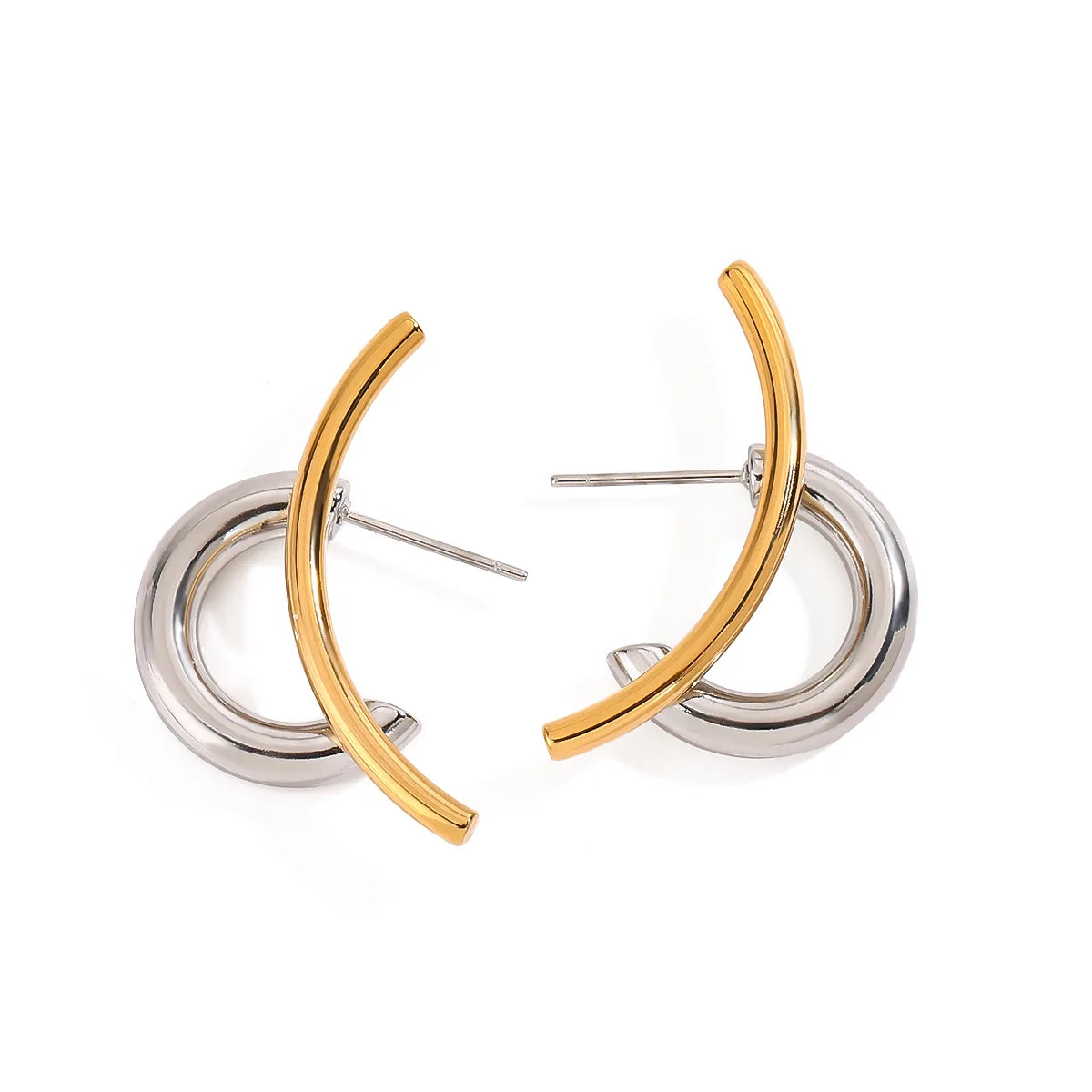 Geometric Double Round Stud Earring