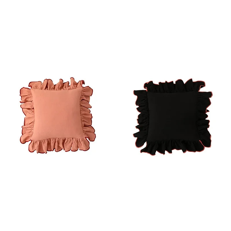 Cotton Ruffle Cushion Cover