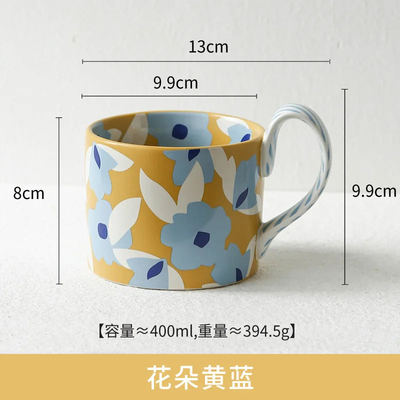 High Beauty Ceramic Cup Korean Ins Style Mug Creative Office Coffee Cups Breakfast Milk Mugs with Hand Gift Couple Water Cup