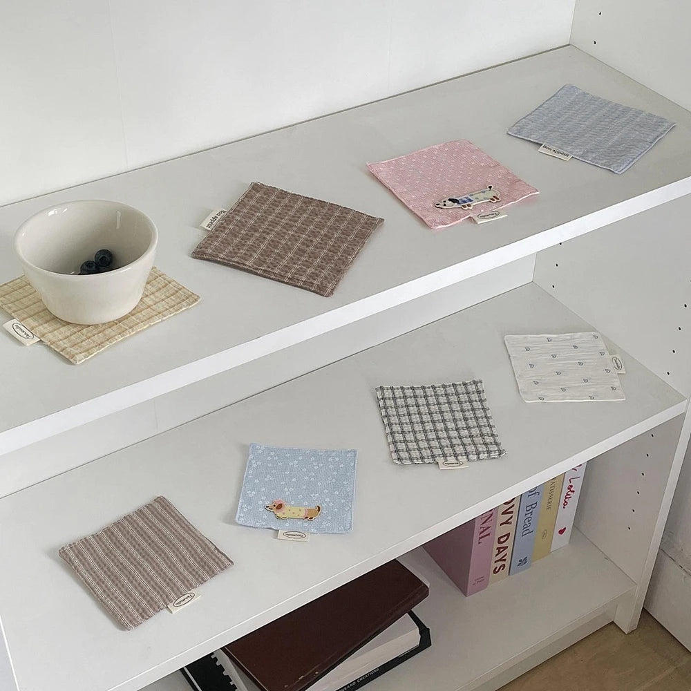 Coaster Korean Style Hand Made Cotton Coaster checked pattern Insulation Pad Table Mat Placemats Home Decoration Kitchen Accesso