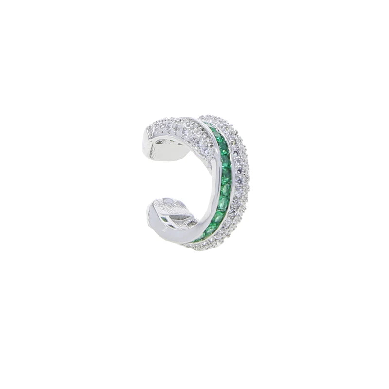 2026 New Fashion Women Jewelry Micro Pave Green Red White CZ Geometric Circle Bar Stud Earring